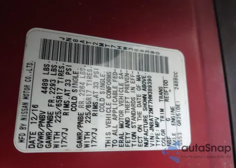 2017 Nissan Rogue S from USA, damaged, VIN JN8AT2MT7HW389390